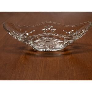 Vintage ANCHOR HOCKING Star of David Prescut Glass Gondola Boat Bowl Candy Dish